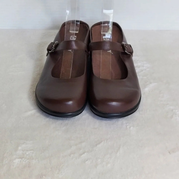 Gravity Defyer Brown Leather Mary Jane Padded Insoles Mules Clogs - Picture 2 of 11